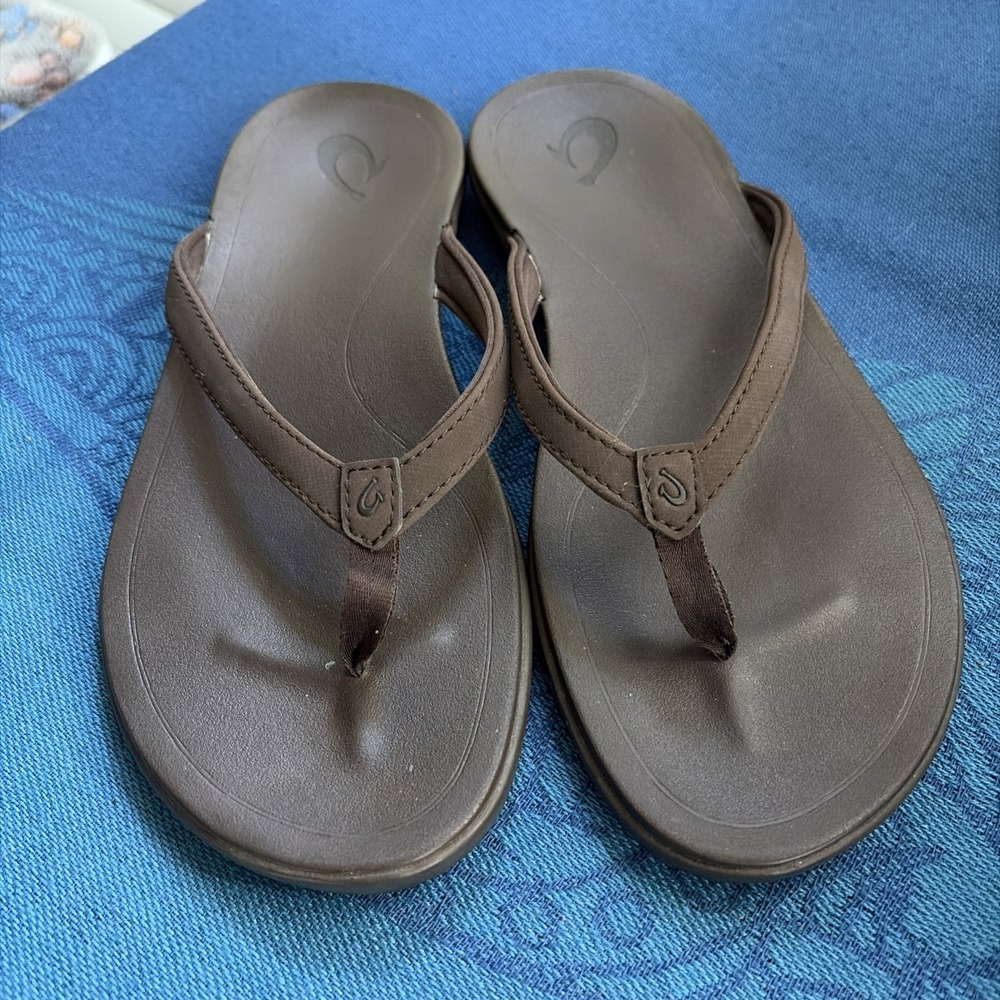 olukai ho opio women's Classic Dark Java Sandals Sz 7
